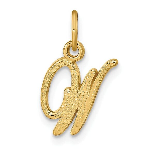 14K Yellow Gold Script Letter W Initial Charm - Picture 5 of 7